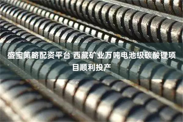 盛宝策略配资平台 西藏矿业万吨电池级碳酸锂项目顺利投产